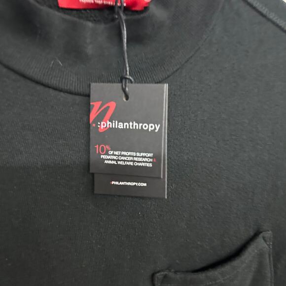 nPhilanthropy Black Mock Neck Sweatshirt Dress XS NWT Minimalist Athleisure Luxe - Picture 11 of 12